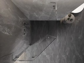 Mexen Lunar, L päťuholníkový sprchový kút naklápací doľava 90 x 100 cm, 8mm číre sklo, chrómový profil, 831L-090L-100P-01-00-L