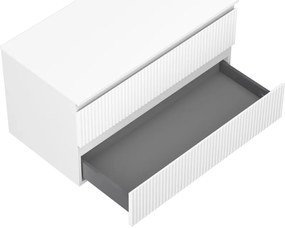 Mexen Rivel, kúpeľňová skrinka 90 cm s pracovnou doskou, 2 zásuvky, drážkovaná, biela matná, 91A20-09047-2-BFFC01