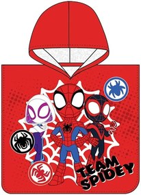 Chlapčenské plážové pončo Spidey - motív Team - 100% bavlna - 50 × 115 cm - pre deti od 3 do 6 rokov