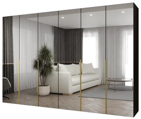 Šatníková skriňa 300 cm Alice 3 (čierna + zlatá). Akcia -20%. Vlastná spoľahlivá doprava až k Vám domov. 1126252