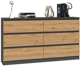 Komoda Musecalo 6 140 (antracit + dub artisan). Akcia -23%. Vlastná spoľahlivá doprava až k Vám domov. 1132818