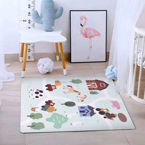 ECOTOYS Detská penová puzzle hracia podložka Farma EVA 90,5×90,5 cm, 21 dielov