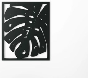drevko Vyrezávaný obraz List kvetu Monstera deliciosa Rozmer obrazu: 40 x 32,5 cm, Farba dekorácie: Čierna
