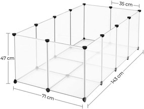 SongmicsHome Ohrádka pre malé zvieratá z priehľadného plastu BEN, 143x71x47cm, transparentná