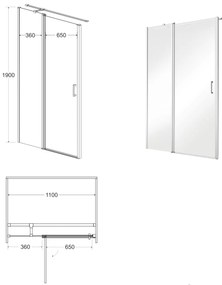 D‘Eluxe - SPRCHOVÉ DVERE - Sprchové dvere SINGLE EX14B 100-xcm sprchové dvere pivotové jednokrídlové číre 6 čierna univerzálna - ľavá/pravá 120 190 120x190 65