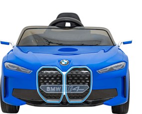 Ramiz Elektrické autíčko BMW i4 pre deti modré + diaľkové ovládanie + EVA + ekokoža + LED audio + pomalý štart