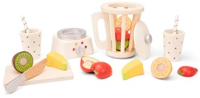 Drevený smoothie mixér s ovocím