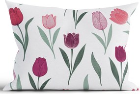 Bavlnená obliečka na vankúš Renforcé 50 × 70 cm - Kvety tulipánov fialovej