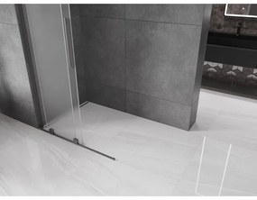 Mexen Velar L, posuvná sprchová zástena Walk-in 100 x 200 cm, 8mm sklo námraza, brúsený grafit, 871-100-003-33-95
