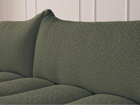 Zelená rohová pohovka z textílie buklé (ľavý roh/s leňoškou) Azra – Bobochic Paris