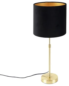 Stolná lampa zlatá/mosadzná s čiernym zamatovým tienidlom 25 cm - Parte