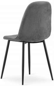 AKCIA Tmavosivá zamatová stolička COMO s čiernymi nohami II. akosť