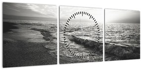 Obraz - Na brehu mora (s hodinami) (90x30 cm)