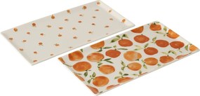 Sada 2 keramických tácok s motívom citrónov Casa Naranja - 31*17*1,5 cm
