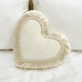 Vankúš srdca Boho vanilka 44cm