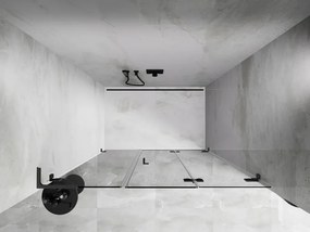 Mexen Lunar-F, L pravé sklápacie sprchové dvere 130 cm, 8mm číre sklo, brúsený grafit profil, 836SL-130-050-66-00-P