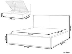 Čalúnená posteľ 160 x 200 cm tmavosivá MOISSAC Beliani