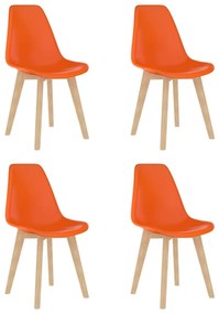 Jedálenské stoličky 4 ks, oranžové, plast