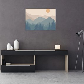 Sklenený obraz - Tyrkysové hory N⁰1 (70x50 cm)