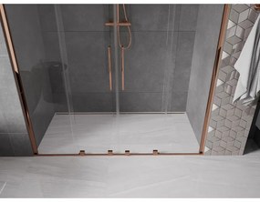 Mexen Velar Duo, posuvné dvere do otvoru 200x200 cm, 8mm číre sklo, ružové zlato, 871-200-000-02-60