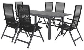 Livarno home Rozkladací záhradný stôl Miami + Záhradné kreslo Miami, 6 kusov  (800008468)