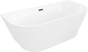 Mexen Oris stojaca biela vaňa 170x80cm, čierny prepad, ryhovaná štruktúra