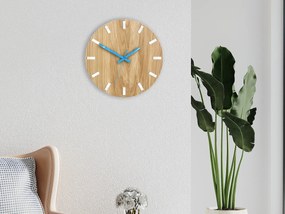Nástenné hodiny Simple Oak hnedo-tyrkysové