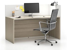 Kancelárska zostava single s paravánom SEGMENT, pravá, dub prírodná/biela