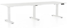 Výškovo nastaviteľný stôl OfficeTech Long, 240 x 80 cm, biela podnož