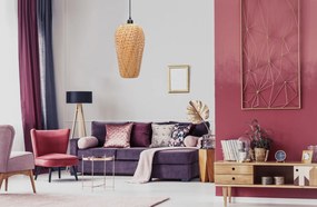 Toolight Toolight, stropné svietidlo 1xE27 APP986-1CP, bambusové drevo-čierna, OSW-01045