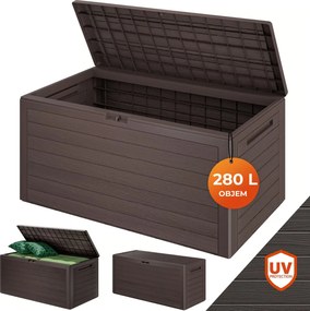 Úložný box WOODEBOX - 280L, 120x46x57cm, tmavo hnedá Prosperplast
