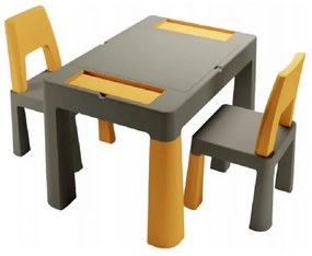 Detský stolček s dvoma stoličkami TEGGI MULTIFUN - grafitový/horčicový