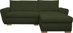 Rohová sedačka Helvetius, tmavo zelená látka