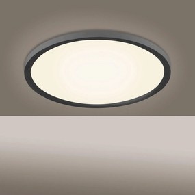 Stropné LED svetlo Flat CCT, Ø 40 cm, čierna