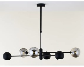 Jupiter 1974 - Luster na tyči MOKA 3xGU10/10W/230V + 3xG9/10W/230V čierna/chróm