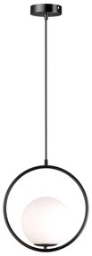 Toolight Toolight, stropné závesné svietidlo, biela sklenená guľa, 1xE27, G110-1W, biela-čierna, OSW-09735