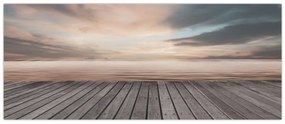 Obraz - Mólo pri západe slnka (120x50 cm)