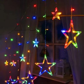 LED záves GL2005 farebné hviezdy, s diaľkovým ovládaním