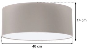 Stropné svietidlo Gaja, 1x béžové textilné tienidlo, (biele plexisklo), (fi 40cm)