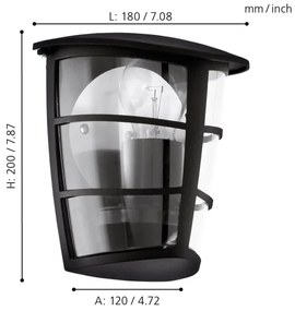 Eglo 93407 - Vonkajšie nástenné svietidlo ALORIA 1xE27/60W/230V IP44