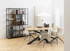 SARETTA Béžová (Látka Basel 24) - MODERNÁ OTOČNÁ ČALÚNENÁ STOLIČKA DO OBÝVAČKY/ JEDÁLNE/ KANCELÁRIE LOFT