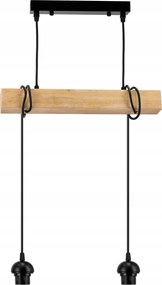 BERGE LED závesné stropné svietidlo, drevený trám, 2xE27, brilantný drevený luster