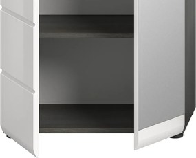 Predsieňová skriňa so zrkadlom Salsa, šedý dub/biely lesk