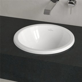 VILLEROY &amp; BOCH Loop &amp; Friends okrúhle zápustné umývadlo bez otvoru, bez prepadu, priemer 390 mm, biela alpská, s povrchom CeramicPlus, 4A5901R1