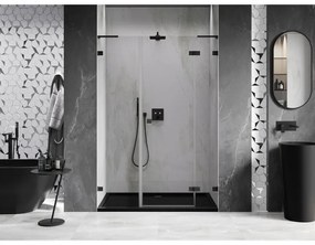 Mexen Lunar L, výklopné pravé sprchové dvere 155 cm, číre sklo, čierny profil, 834SL-155-050-70-00-P