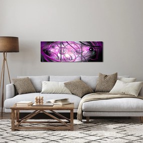 Obraz krásnej fialovej abstrakcie (s hodinami) (90x30 cm)