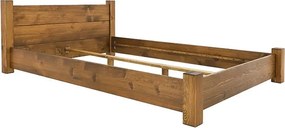 Rustikálna drevená manželská posteľ s nízkym čelom, 140/160/180 x 200 cm 140 cm