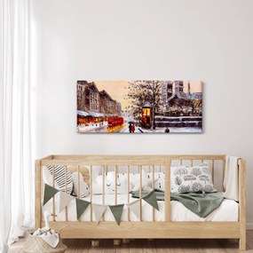 Obraz - Maľba zimného mesta (120x50 cm)
