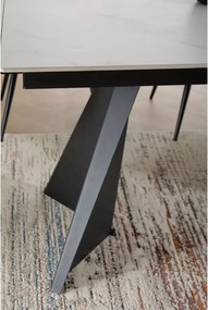 Jedálenský rozkladací stôl Laconi 160/220 cm keramika biely mramor/čierny