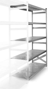 Policový regál prídavný modul, kovový, pozinkovaný, konfigurovateľný